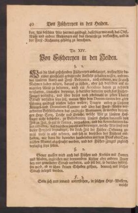 Tit. XIV. Von Fischereyen in den Heiden.