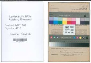 Entnazifizierung Friedrich Kraemer , geb. 03.06.1897 (Maurer)