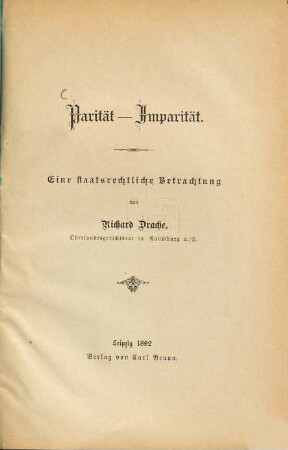 Parität - Imparität