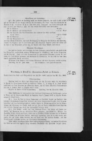 Verordnung in Betreff der Quarantaine-Anstalt zu Cuxhaven.