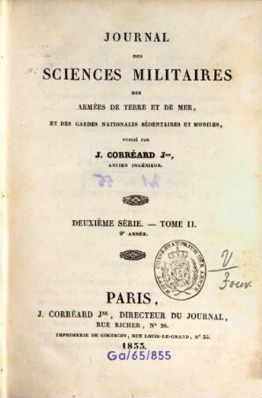 Journal des sciences militaires des armées de terre et de la mer. 2, 2 = A. 9. 1833