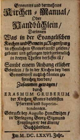 Erneuertes und vermehrtes Kirchen-Manual
