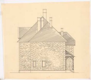 Dreifaltigkeitskirche (mit Pfarrhaus), Dortmund: Pfarrhaus, Seitenansicht (1:50)