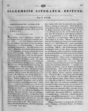 Rossi, G. B. de: Historisches Wörterbuch der jüdischen Schriftsteller und ihrer Werke. Aus d. Ital. übers. von C. H. Hamberger. Leipzig: Fort 1839 (Beschluss von Nr. 68.)