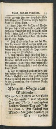 Morgen-Segen am Mittwochen
