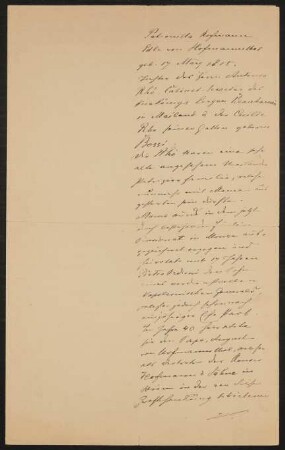 Notiz: Hugo August Peter von Hofmannsthal über seine Eltern August von Hofmannsthal und Petronilla von Rhò