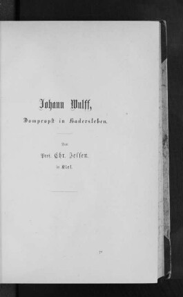 Johann Wulff : Domprobst in Hadersleben