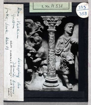 Rom, Vatican, Grotten: Sarkophag des Junius Bassus, Säule zwischen Einzugs- und Danielszene (Detail)
