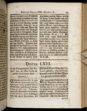 Decis. LXVI. - Decis. LXIX.