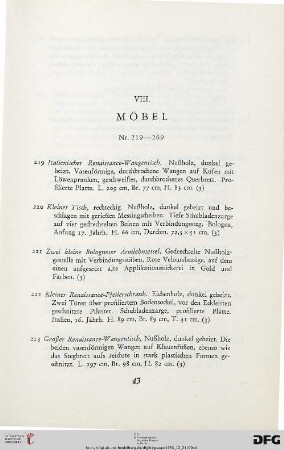 Möbel (Nr. 219-269)