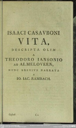 Isaaci Casauboni Vita