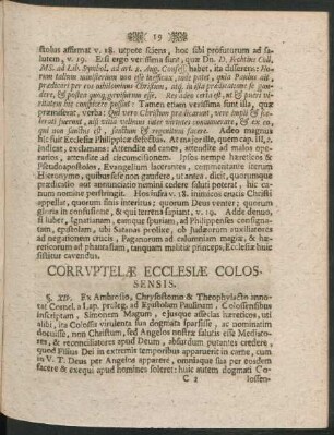 Corruptelae Ecclesiae Colossensis.