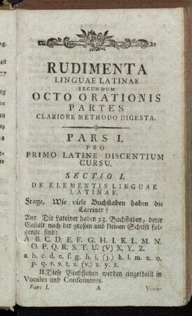 Sectio I. De elementis linguae Latinae.