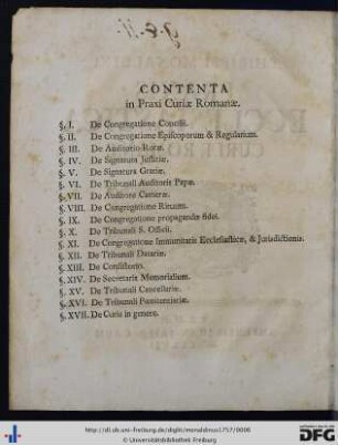 Contenta in Praxi Curiae Romanae.