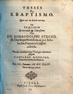 Theses de sancto baptismo