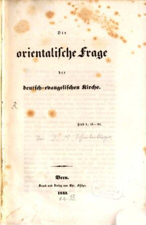 Die orientalische Frage der deutsch-evangelischen Kirche