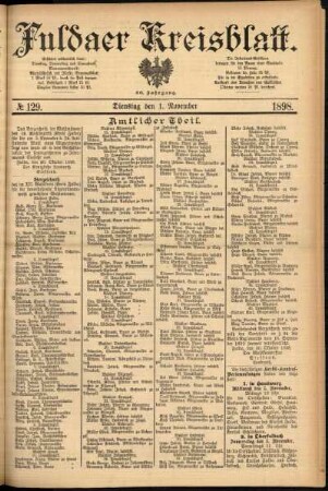 Erste Ausgabe vom Dienstag, den 01. November 1898.