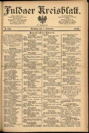 Erste Ausgabe vom Dienstag, den 01. November 1898.