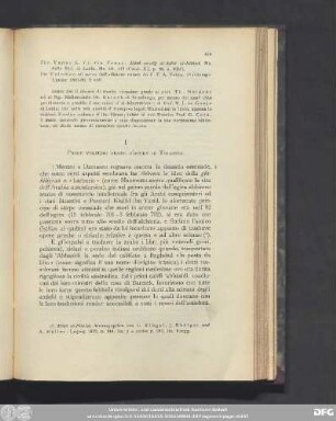 I. Prime versioni arabe d'opere di Tolomeo.