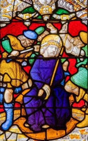 Frankreich. Bretagne. Finistere. Brasparts. Eglise Notre Dame de la Pitie. Kirchenfenster. 16 Jahrhundert