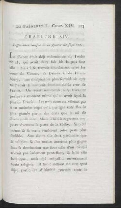 Chapitre XIV. Différentes causes de la guerre de sept ans