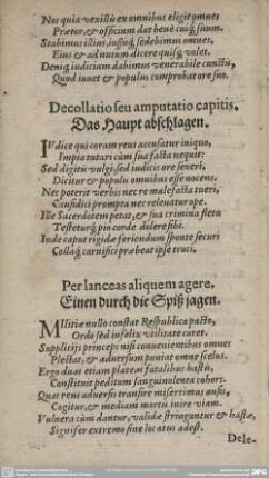 Decollatio seu amputatio capitis. Das Haupt abschlagen.