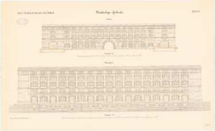 Neue Packhofanlage, Berlin-Moabit: Niederlagegebäude: Ost-, Wasser-Ansicht 1:133 1/3