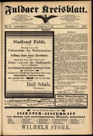 Zweite Ausgabe vom Dienstag, den 01. Juli 1902.