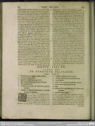 Digest[orum Seu Pandectarum] Pars VII [Liber XLV - Liber L]