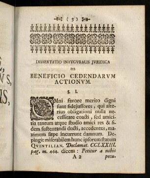 3-18, Dissertatio Inavgvralis Jvridica De Beneficio Cedendarvm Actionvm.