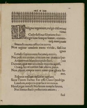 Insigne ingenium, volgo discretaque virtus ...