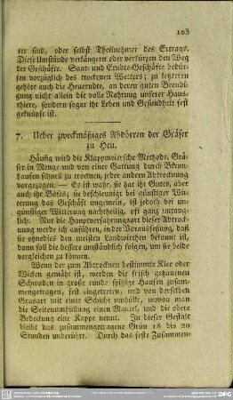 7. Ueber zweckmäßiges Abdörren der Gräser zu Heu