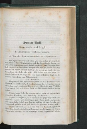 Zweiter Theil. Grammatik und Logik
