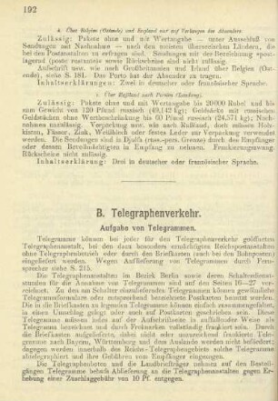 B. Telegraphenverkehr