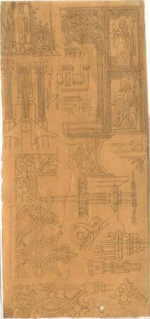 Zocher, Ernst; Architektur- Ornament- und Figurenstudien - Kircheninnenraum (Details)