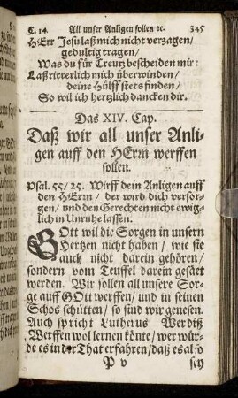 Das XIV. Capitel. Daß wir all unser Anligen auff den Herrn werffen sollen.