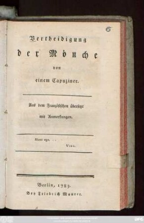 Vertheidigung der Mönche