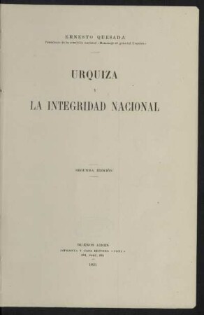 Urquiza y la integridad nacional