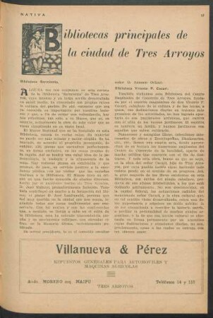 Bibliotecas principales de la ciudad de Tres Arroyos