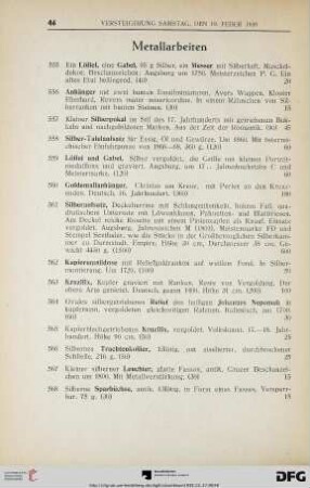 Metallarbeiten (Nr. 555-607)