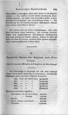 Statistische Notizen über Russland / nach Hermann