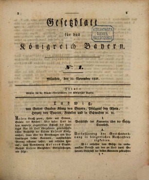 Gesetzblatt für das Königreich Bayern. 1837