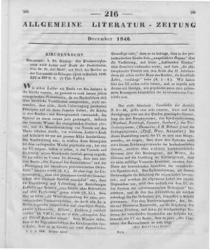 Stahl, F. J.: Die Kirchenverfassung nach Lehre und Recht der Protestanten. Erlangen: Bläsing 1840