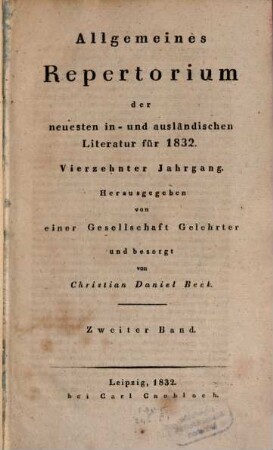 Allgemeines Repertorium der neuesten in- und ausländischen Literatur. 1832,2, 1832,2