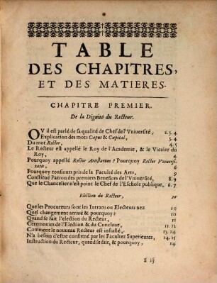 Rémarques sur la dignité rang, ... du recteur de l'université de Paris