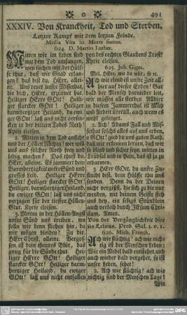 XXXIV. Von Kranckheit, Tod und Sterben