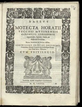 Oratio  Motecta ... quaternis, quinis, senis, et octonis vocibus