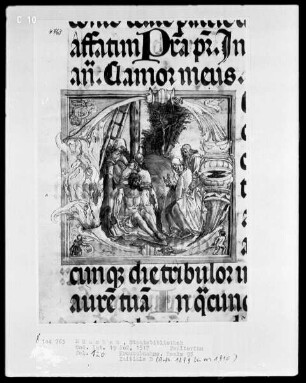 Psalterium — Initiale D mit einer Kreuzabnahme, Folio 120