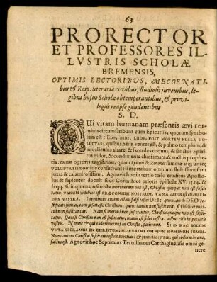 Prorector Et Professores Illustris Scholae Bremensis ...