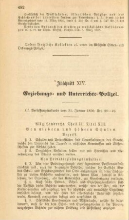 Abschnitt XIV. Erziehungs- und Unterrichts-Polizei